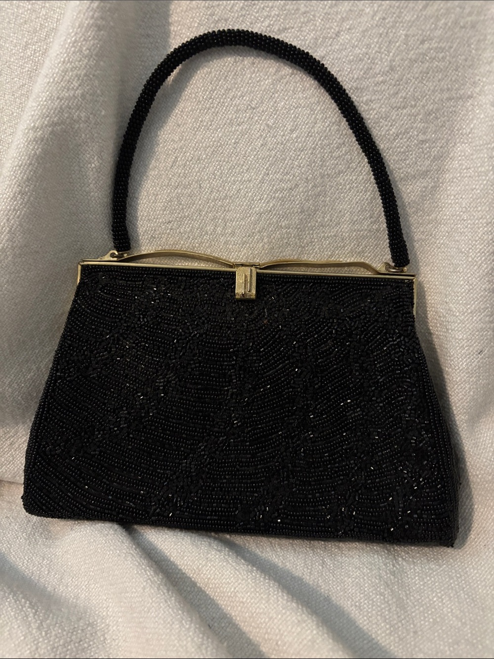 Vintage beaded black clutch